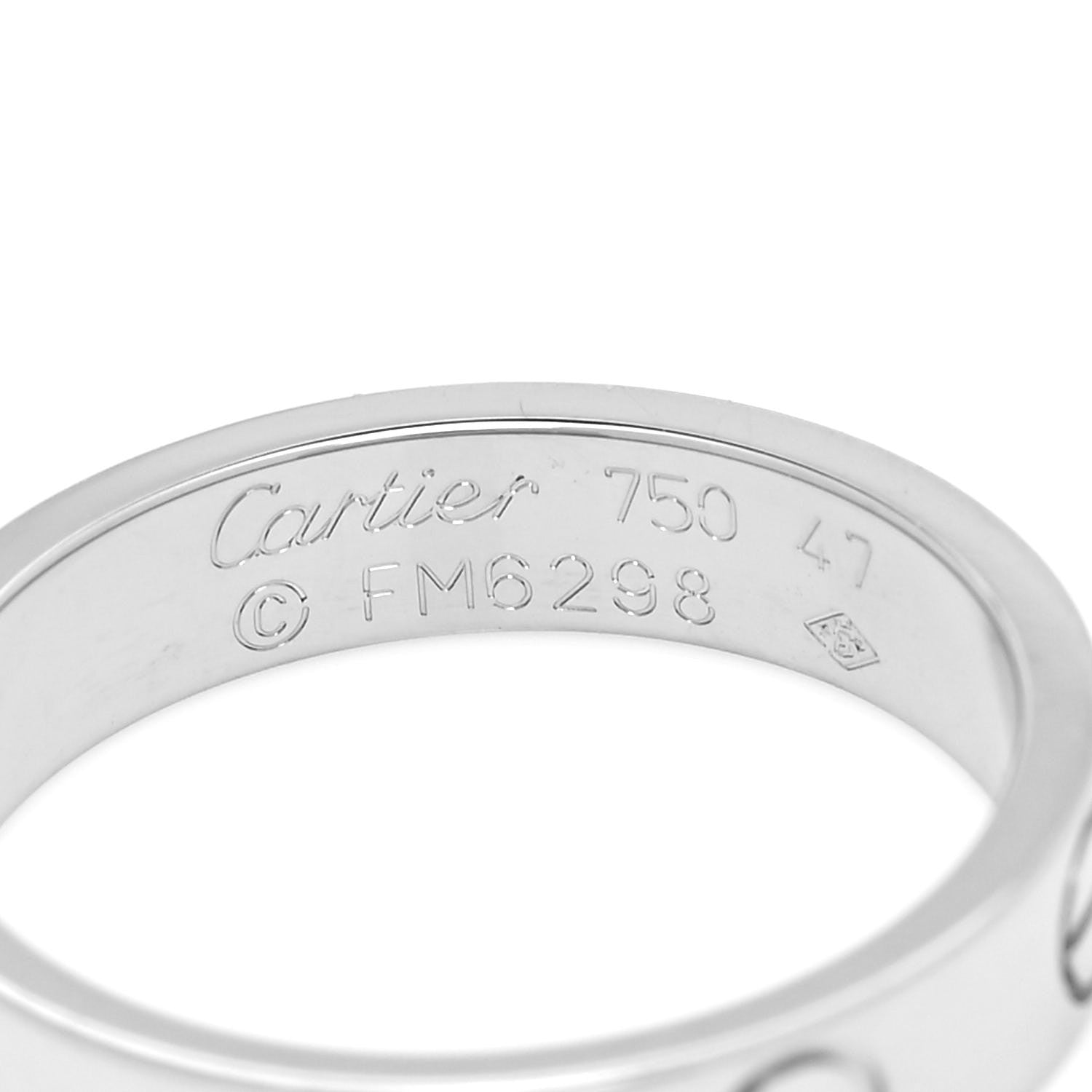 Cartier 18K White Gold 3.5mm LOVE Wedding Band Ring 47 4 4 of 4