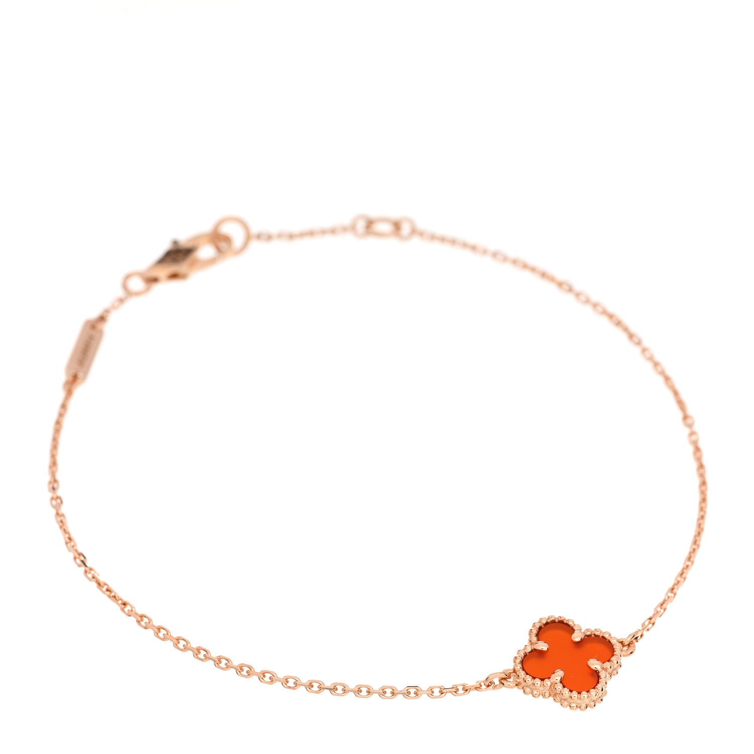 Van Cleef & Arpels 18K Rose Gold Carnelian Sweet Alhambra Bracelet 1 of 5