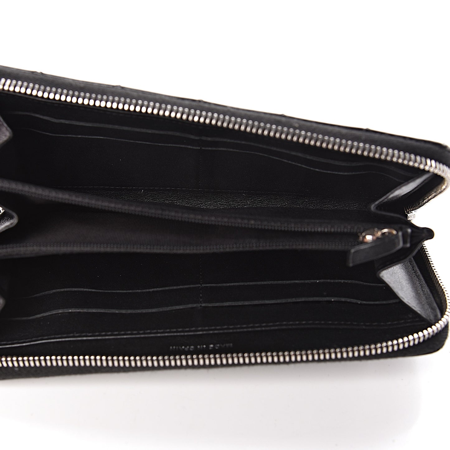 Patent Quilted Zip Around Wallet Black