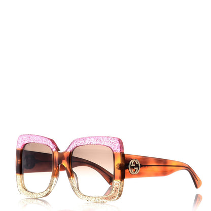 Gucci Square Frame GG0083S Sunglasses Glitter Pink Multi 1 of 7