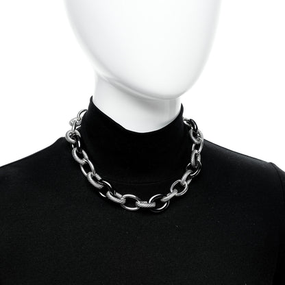 David Yurman Sterling Silver Black Ceramic 18mm Large Oval Link Necklace Black 2 of 4