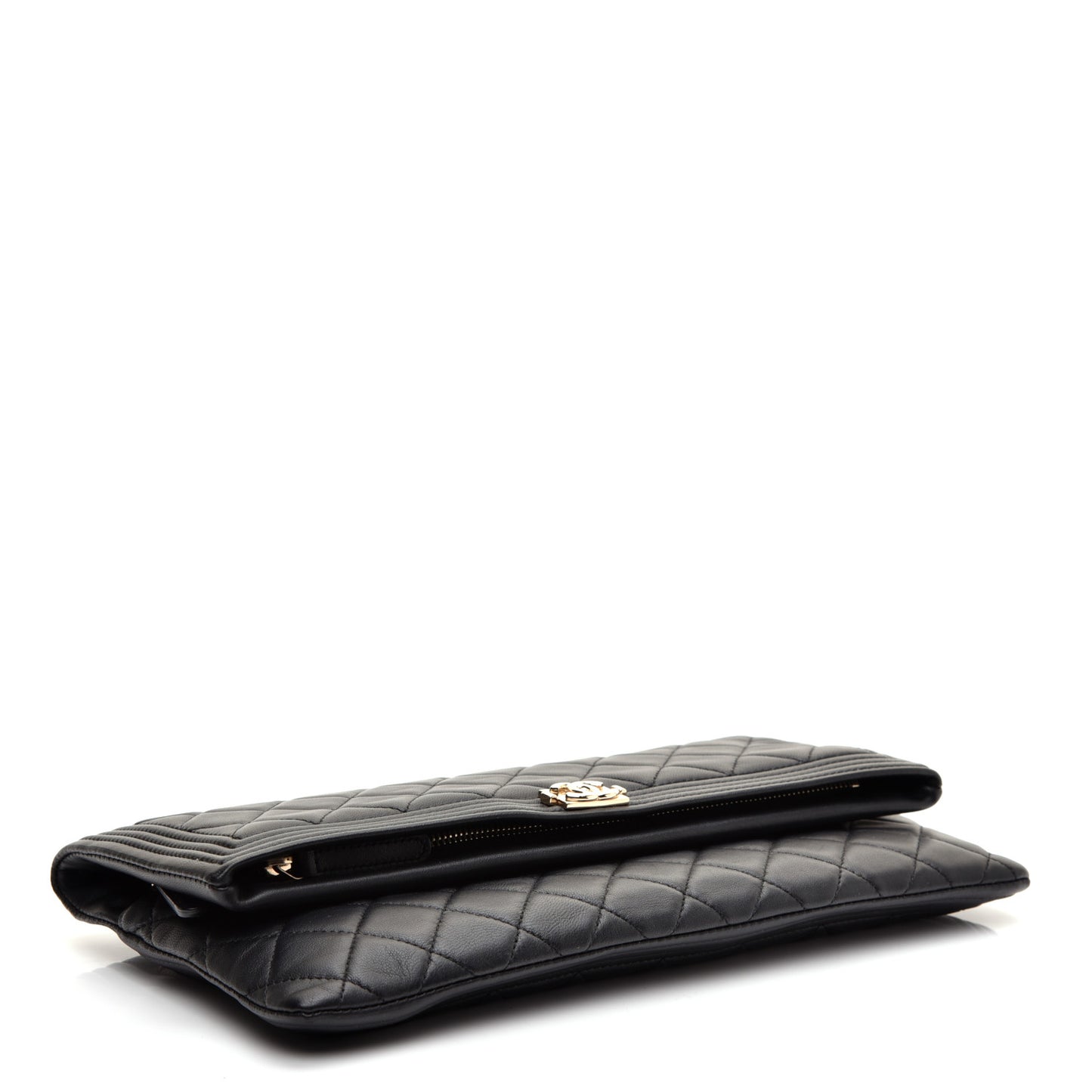 Lambskin Quilted Beauty CC Boy Clutch Black