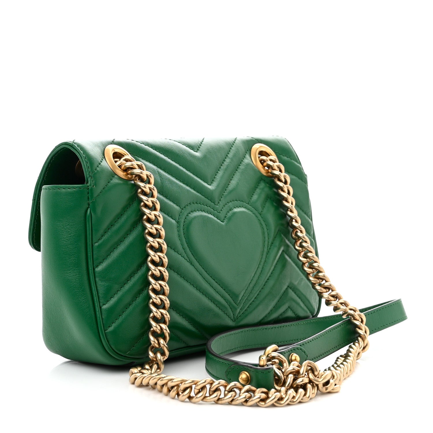 Gucci Calfskin Matelasse Mini GG Marmont Shoulder Bag Emerald Green 3 of 13