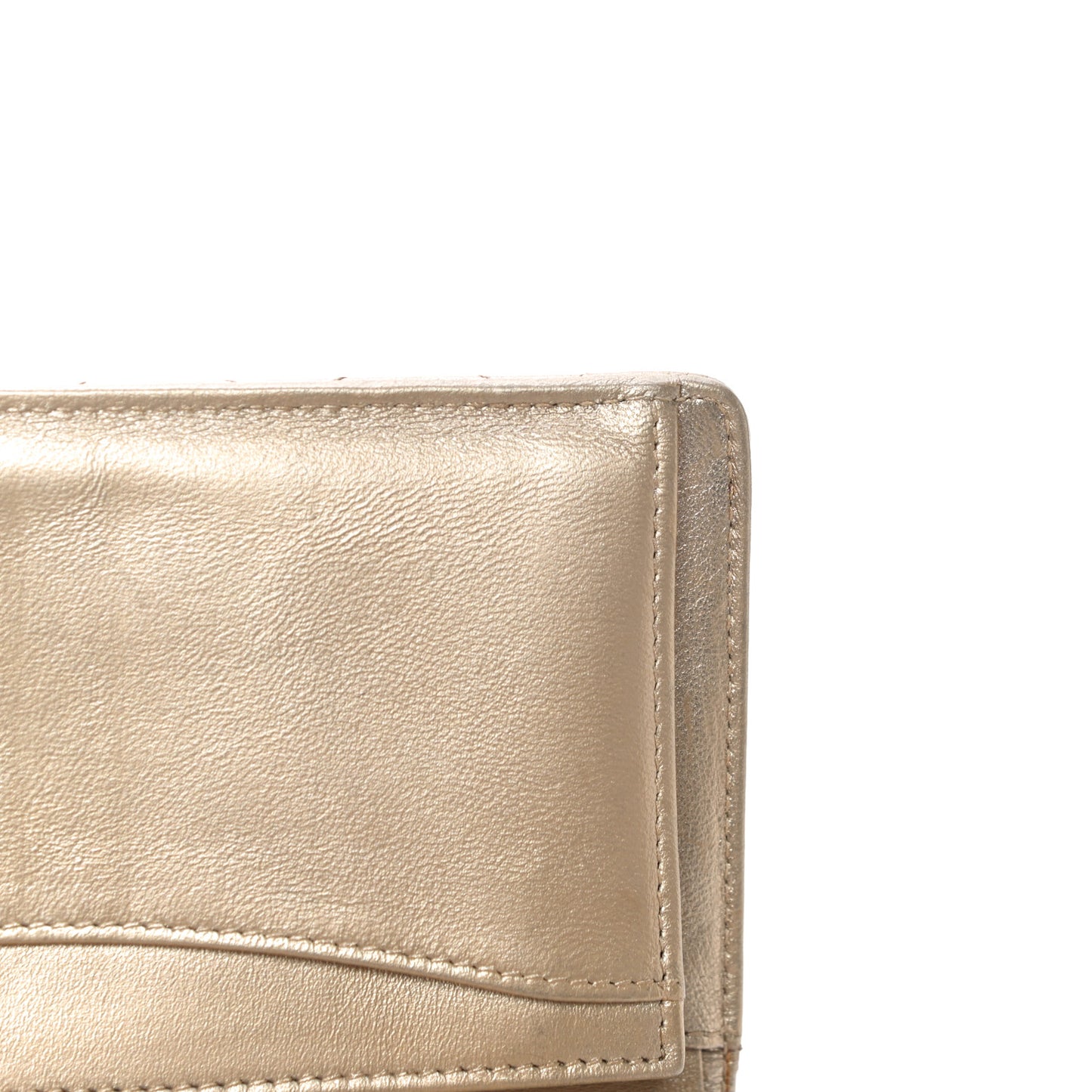 Metallic Lambskin Quilted Yen Wallet Gold