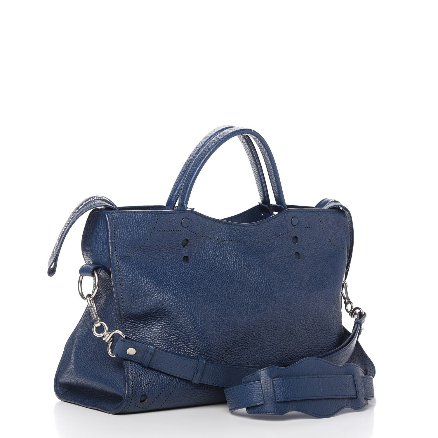 Balenciaga Veau Grana Perforated Blackout Hardware City Bleu Tanzanite 3 of 10
