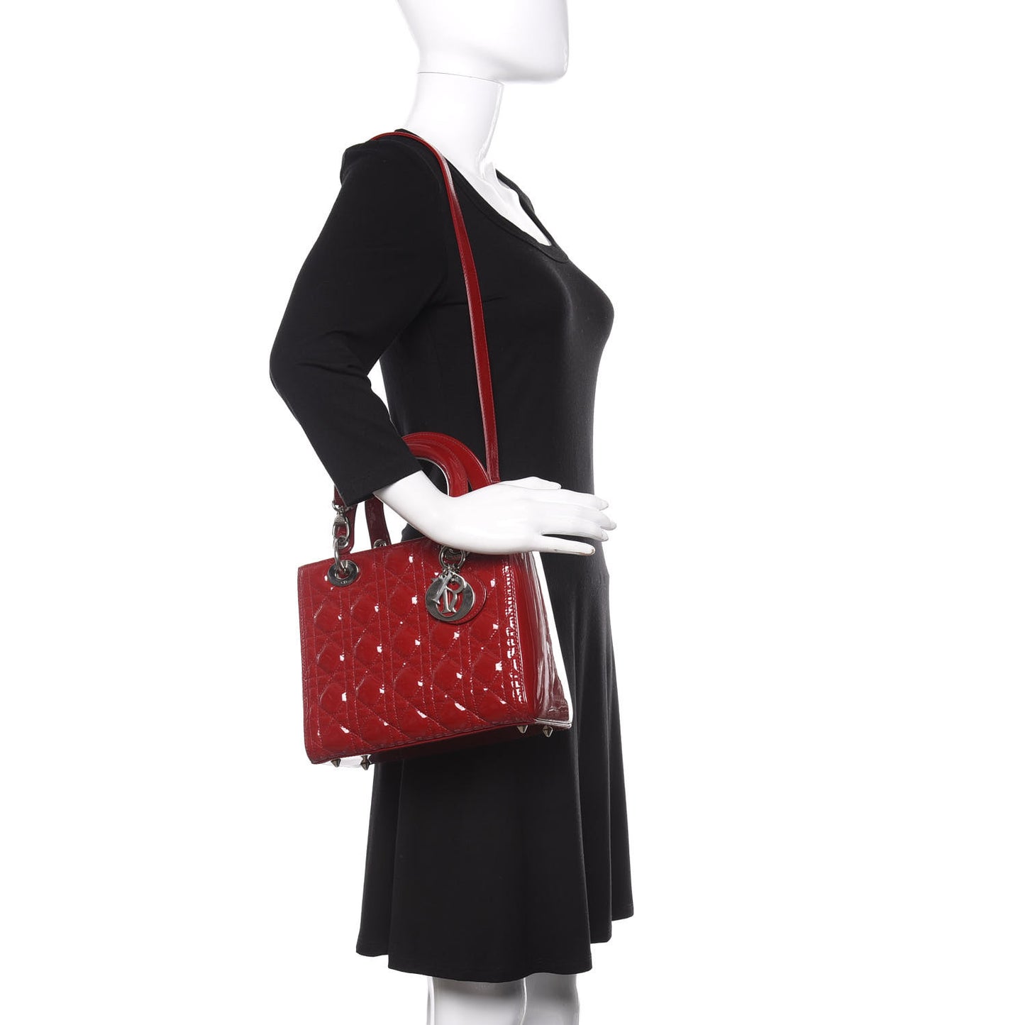 Patent Cannage Medium Lady Dior Red