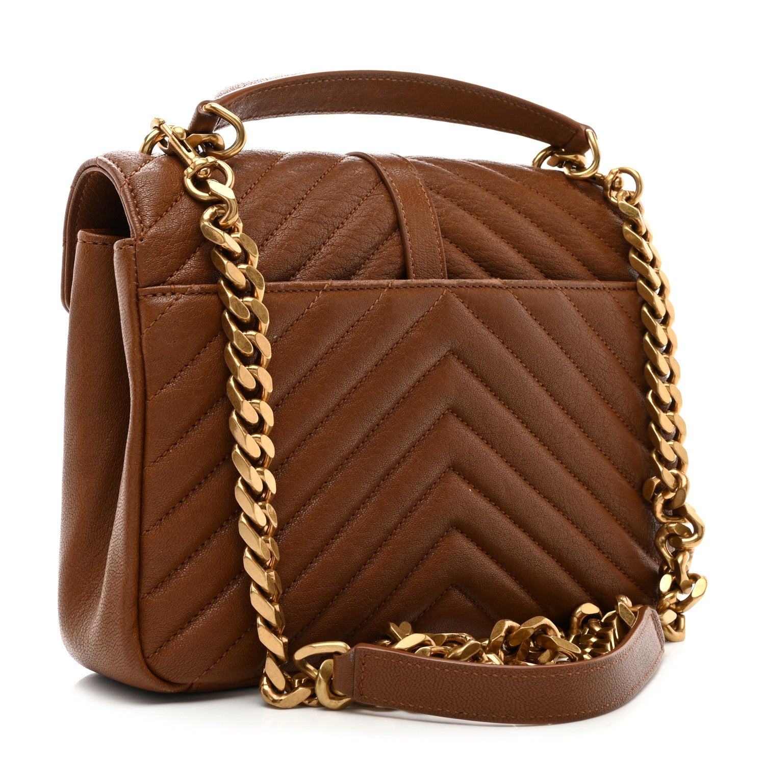 Saint Laurent Sheepskin Matelasse Chevron Monogram Medium College Bag Brick 3 of 12