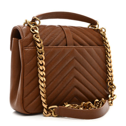 Saint Laurent Sheepskin Matelasse Chevron Monogram Medium College Bag Brick 3 of 12