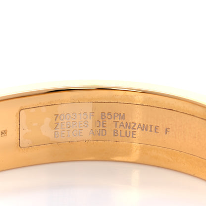 Hermes Enamel Narrow Print Zebres De Tanzania Clic Clac H Bracelet PM Beige Blue 7 of 8