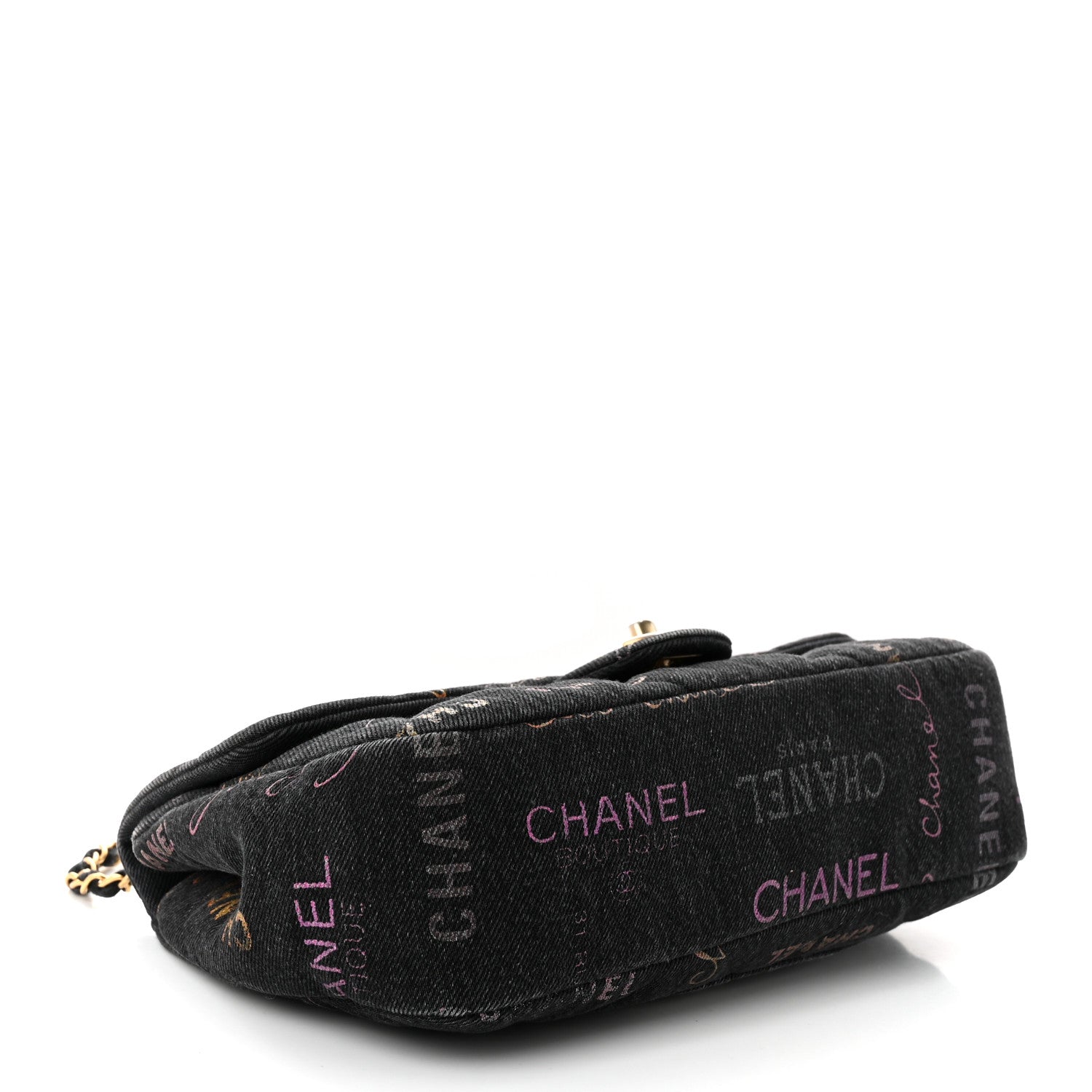 Chanel Denim Quilted Denim Mood Large Flap Black Multicolor 4 of 12