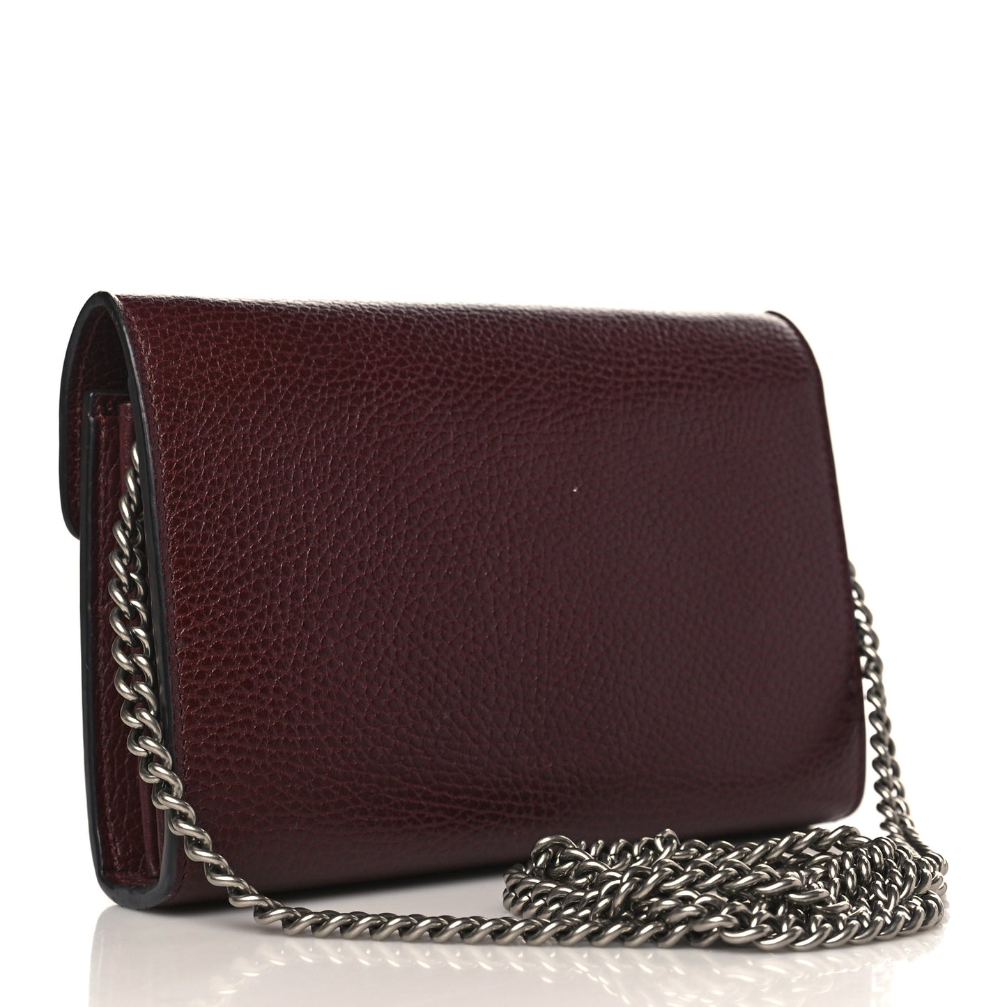 Dollar Calfskin Crystal Mini Dionysus Chain Wallet Vintage Bordeaux