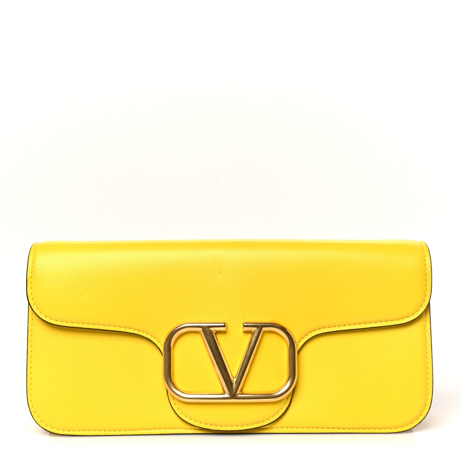 Valentino Garavani Calfskin Vlogo Loco Shoulder Bag Bright Lemon 1 of 10