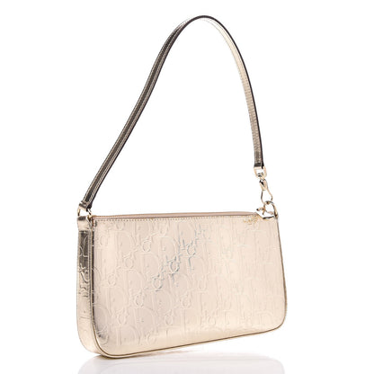 Christian Dior Metallic Patent Monogram Shoulder Bag Light Gold 2 of 10
