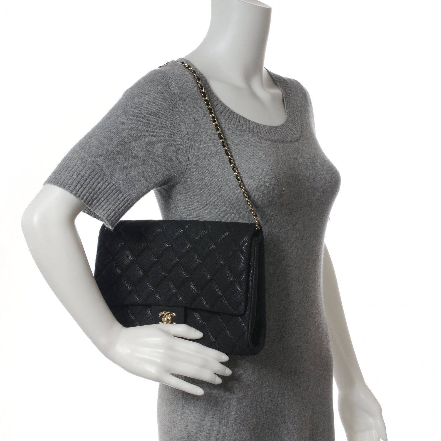 Chanel Iridescent Caviar Flap Clutch Bag Black 2 of 8