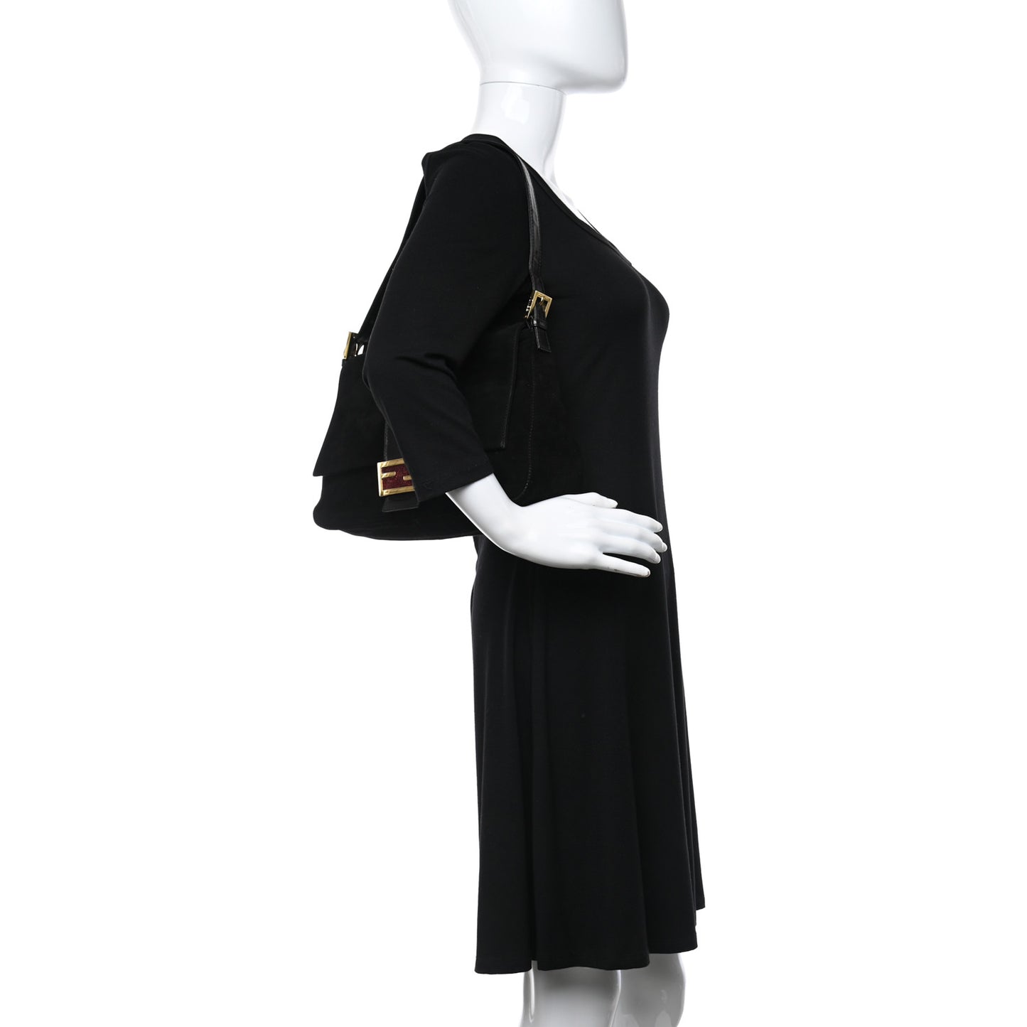 Suede Calfskin Mama Baguette Black