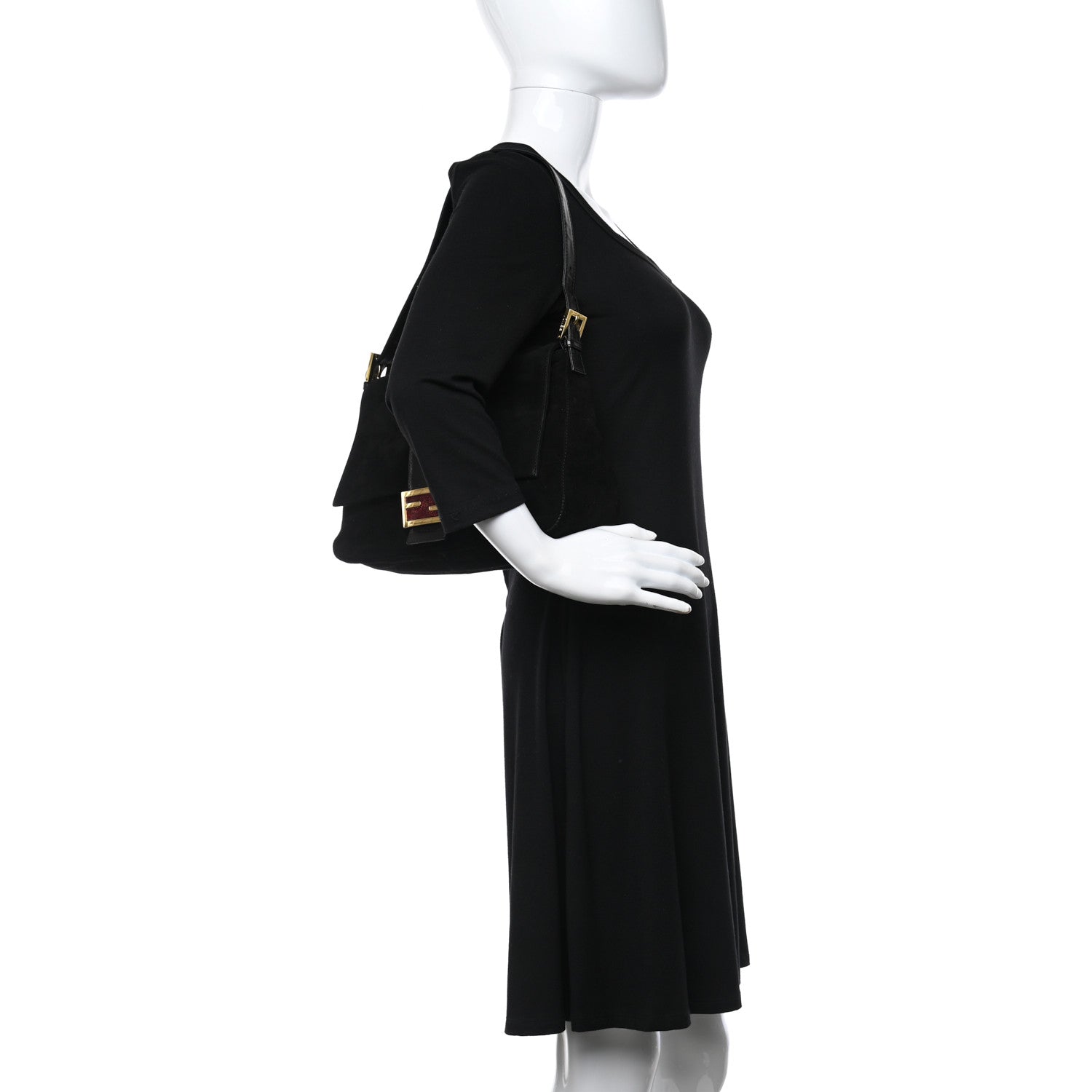 Fendi Suede Calfskin Mama Baguette Black 2 of 8