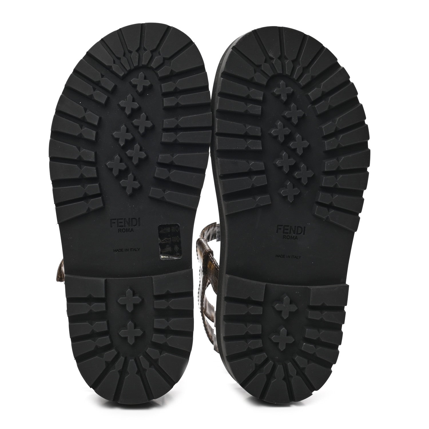Fendi Vernice High-Tech Glazed Fabric FF Lug Sole Platform Sandals 39 Black Tobacco Moro 10 of 15