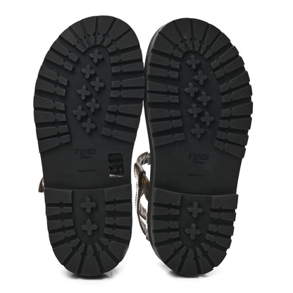 Fendi Vernice High-Tech Glazed Fabric FF Lug Sole Platform Sandals 39 Black Tobacco Moro 10 of 15