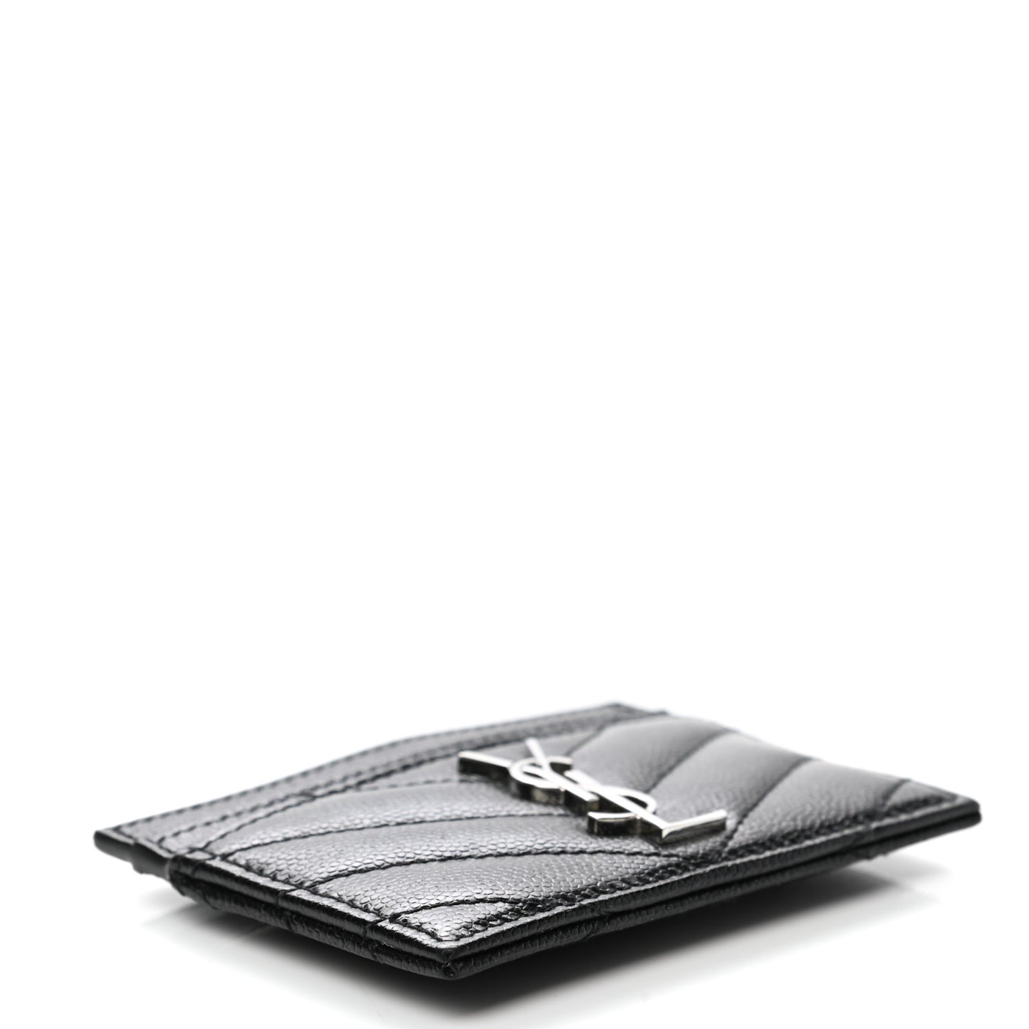 Grain De Poudre Matelasse Chevron Monogram Credit Card Case Black