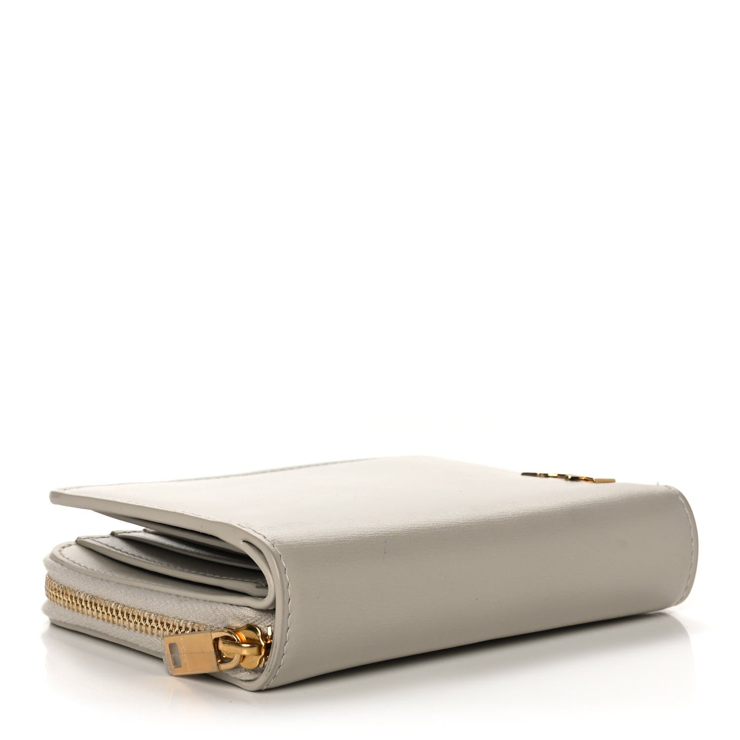 Saint Laurent Calfskin Compact Zip Around Wallet Crema Soft 3 of 10