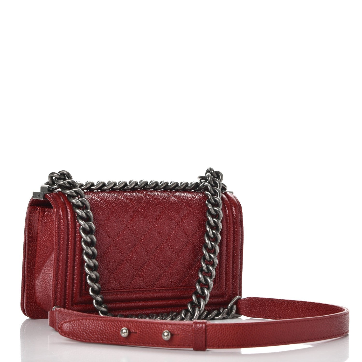 Chanel Caviar Quilted Small Boy Flap Dark Red 4 of 9