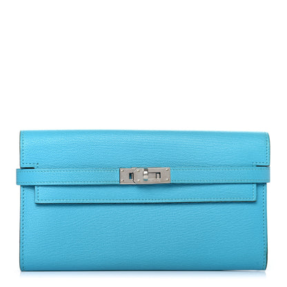 Hermes Chevre Mysore Kelly Longue Wallet Bleu Azteque 1 of 8