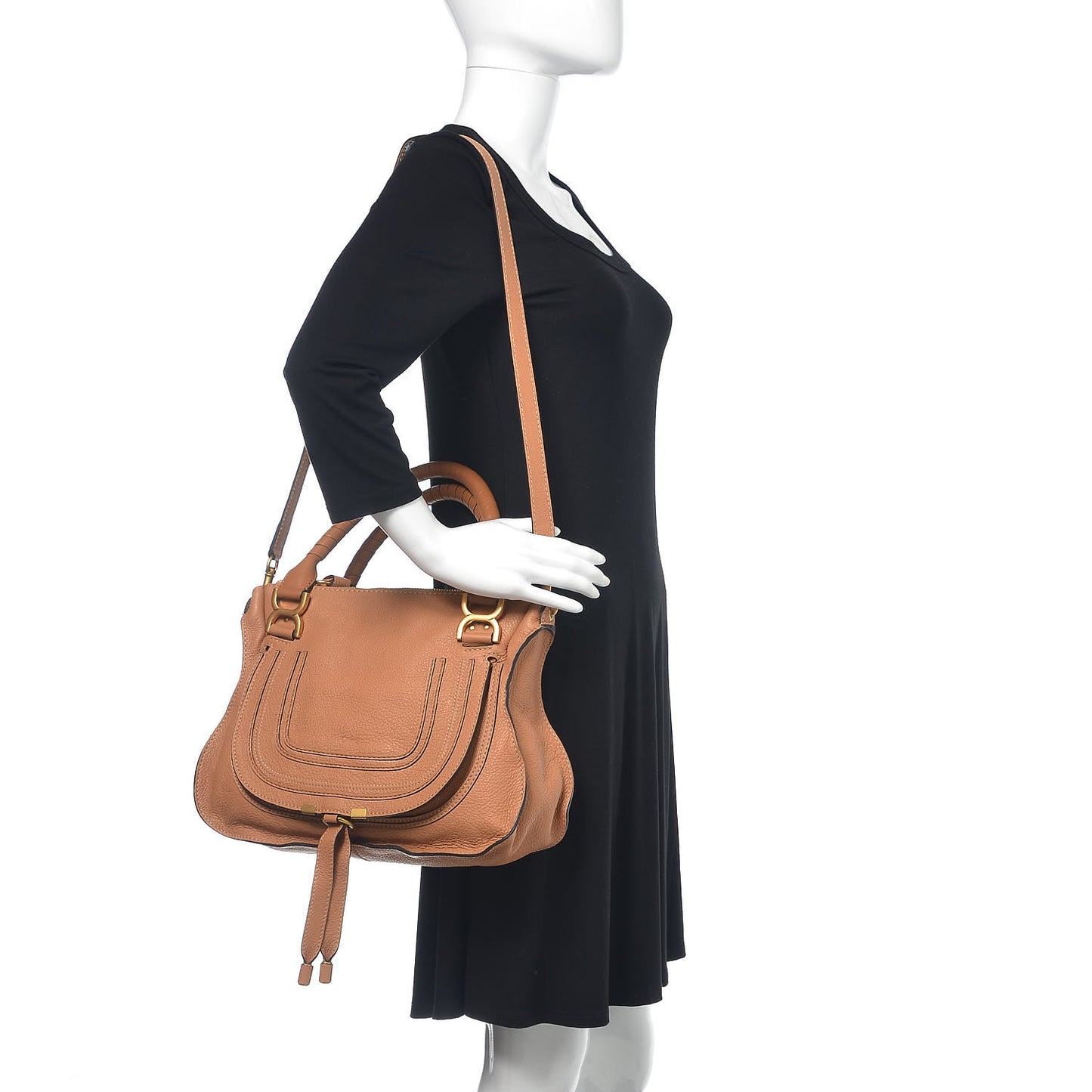 Calfskin Medium Marcie Satchel Tan