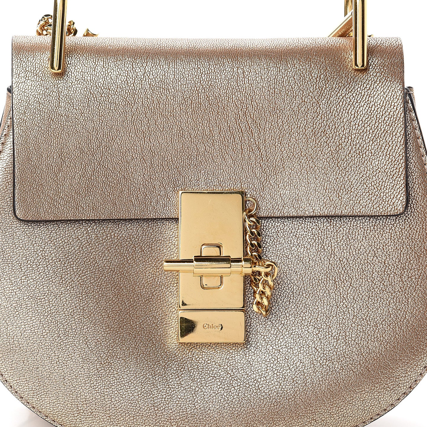 Metallic Goatskin Drew Shoulder Bag Abstract Gold