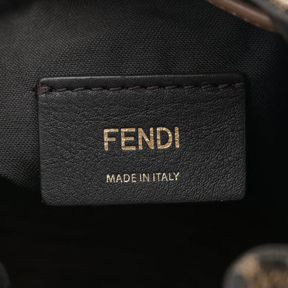 Fendi Fabric Jacquard Vitello Grace Raffia FF 1974 Logo Mini Mon Tresor Bucket Bag Tobacco Moro Sand 6 of 11