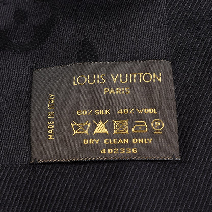 Louis Vuitton Silk Wool Monogram Shawl Black 9 of 10