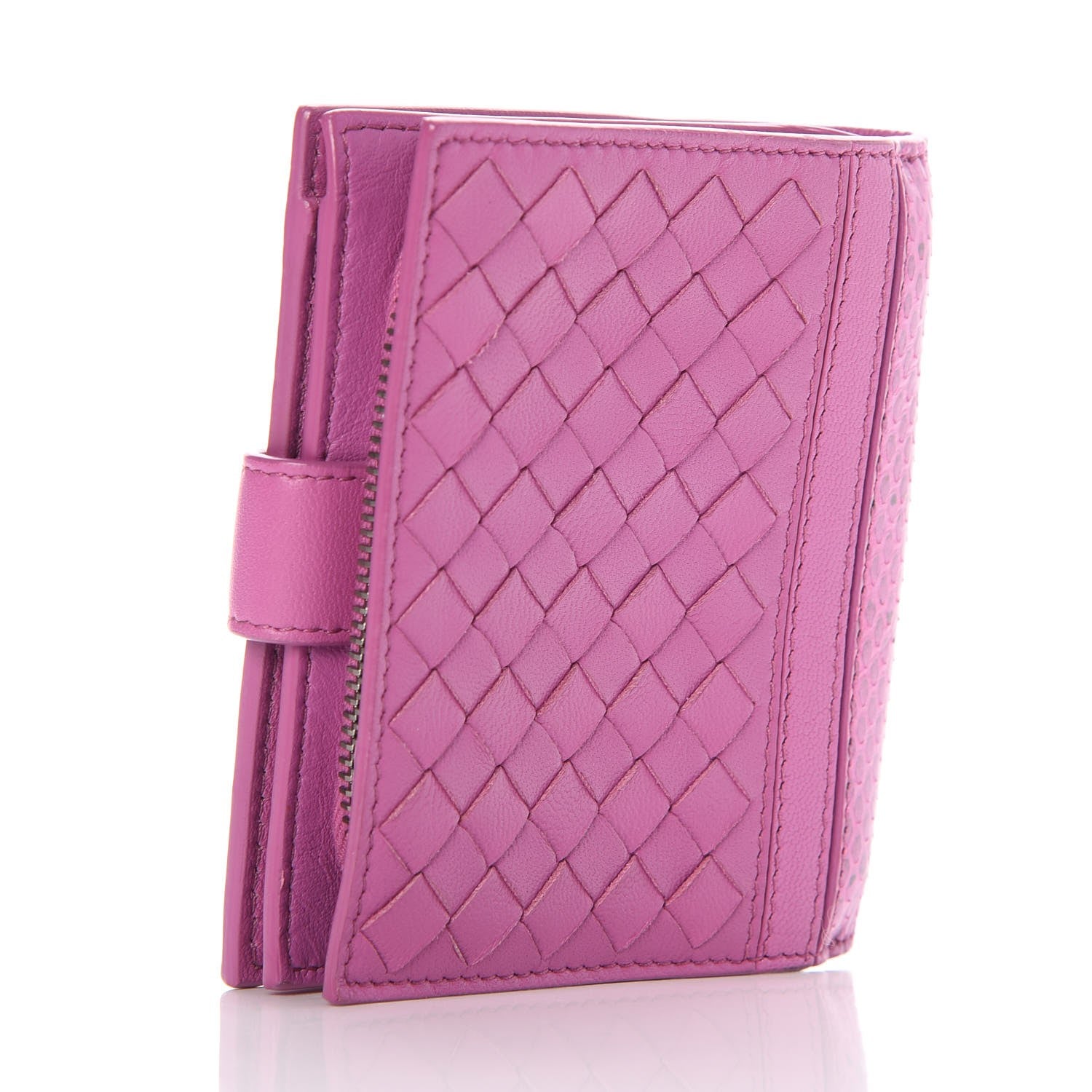 Bottega Veneta Nappa Ayers Madras Intrecciato Mini Wallet Peony 3 of 7