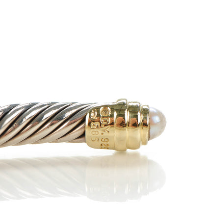 David Yurman Sterling Silver 14K Yellow Gold Pearl 5mm Cable Classics Bracelet 4 of 5