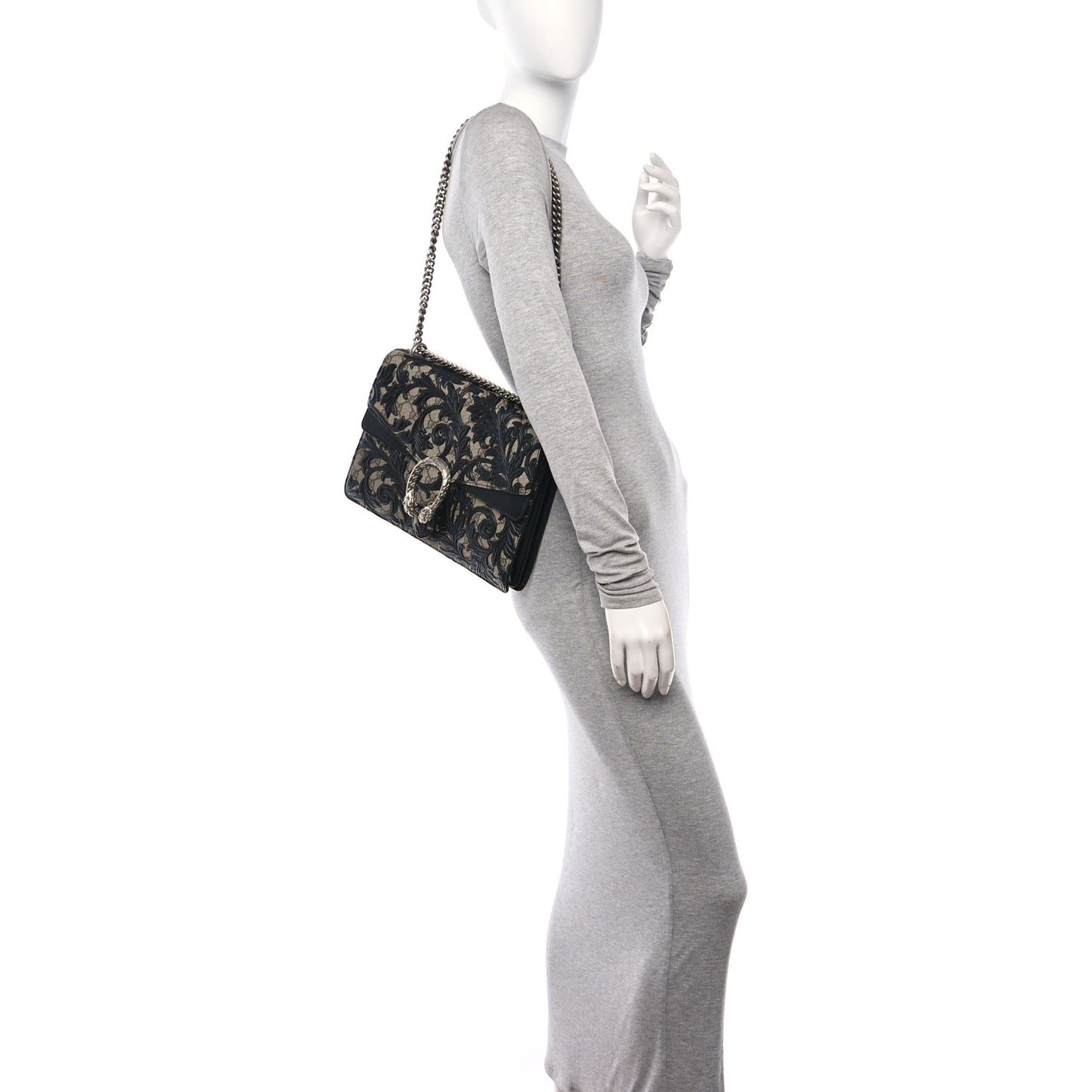 GG Supreme Monogram Arabesque Medium Dionysus Shoulder Bag Black