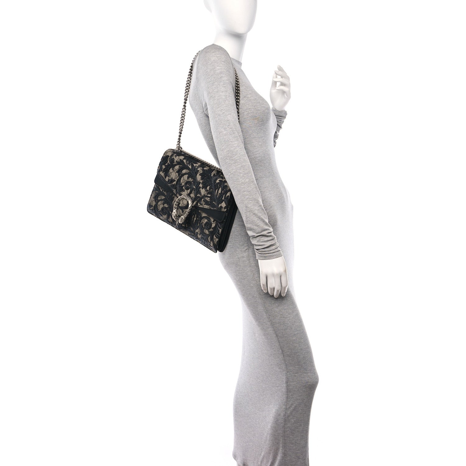 Gucci GG Supreme Monogram Arabesque Medium Dionysus Shoulder Bag Black 2 of 12