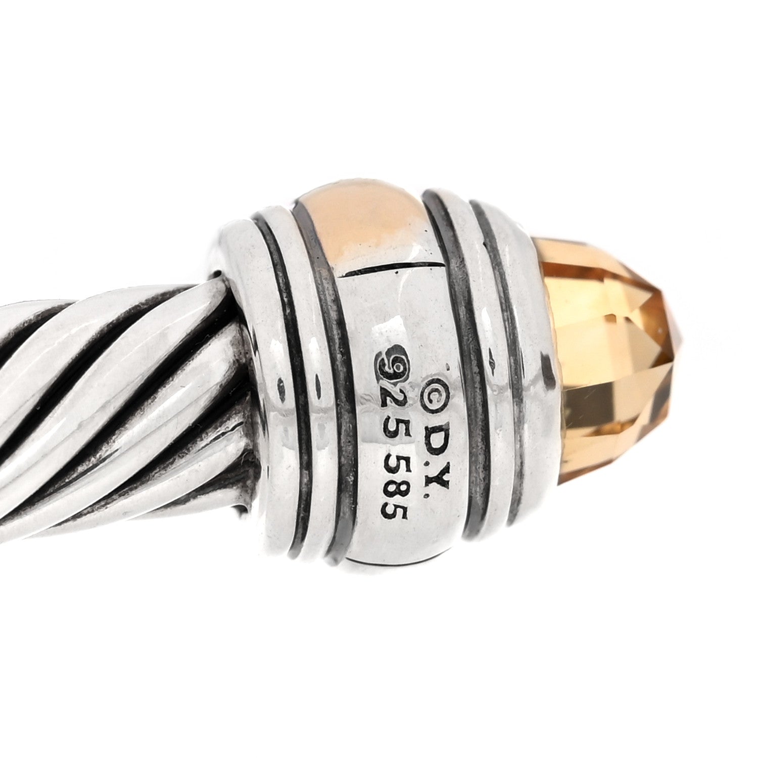 David Yurman Sterling Silver 14K Yellow Gold Citrine 5mm Cable Classics Bracelet 3 of 3