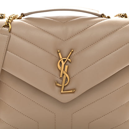 Saint Laurent Calfskin Y Quilted Monogram Small Loulou Chain Satchel Dark Beige 9 of 11