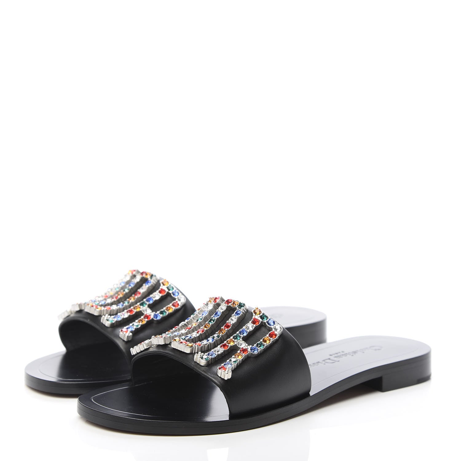 Christian Dior Calfskin Crystal Dio(r)evolution Slide Sandals 37 Black 3 of 9