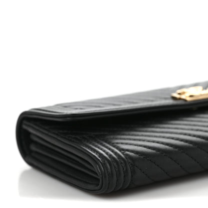 Chanel Calfskin Chevron Quilted Boy Flap Wallet Black 8 of 9