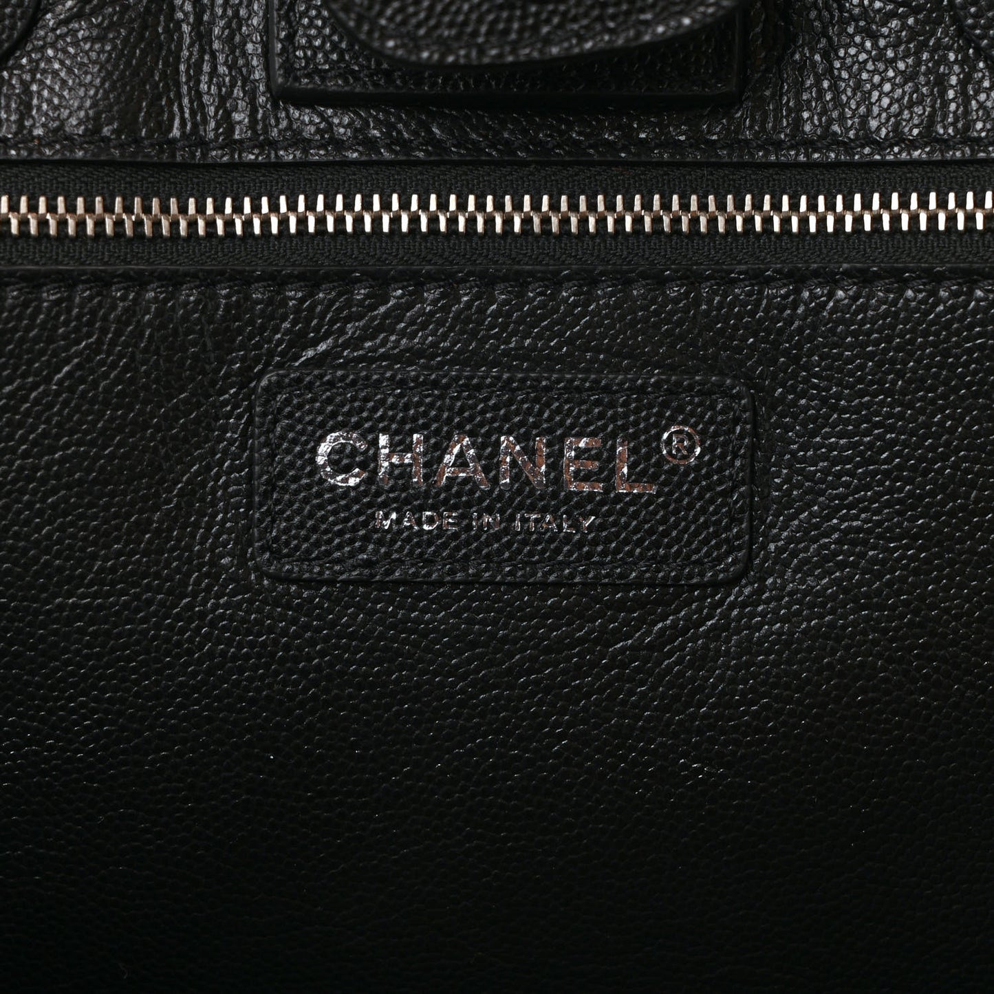 Caviar Stitched Large Lady Coco Shopping Tote Black
