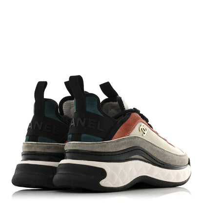 Chanel Fabric Suede CC Sneakers 37 White Light Grey Pink 5 of 9
