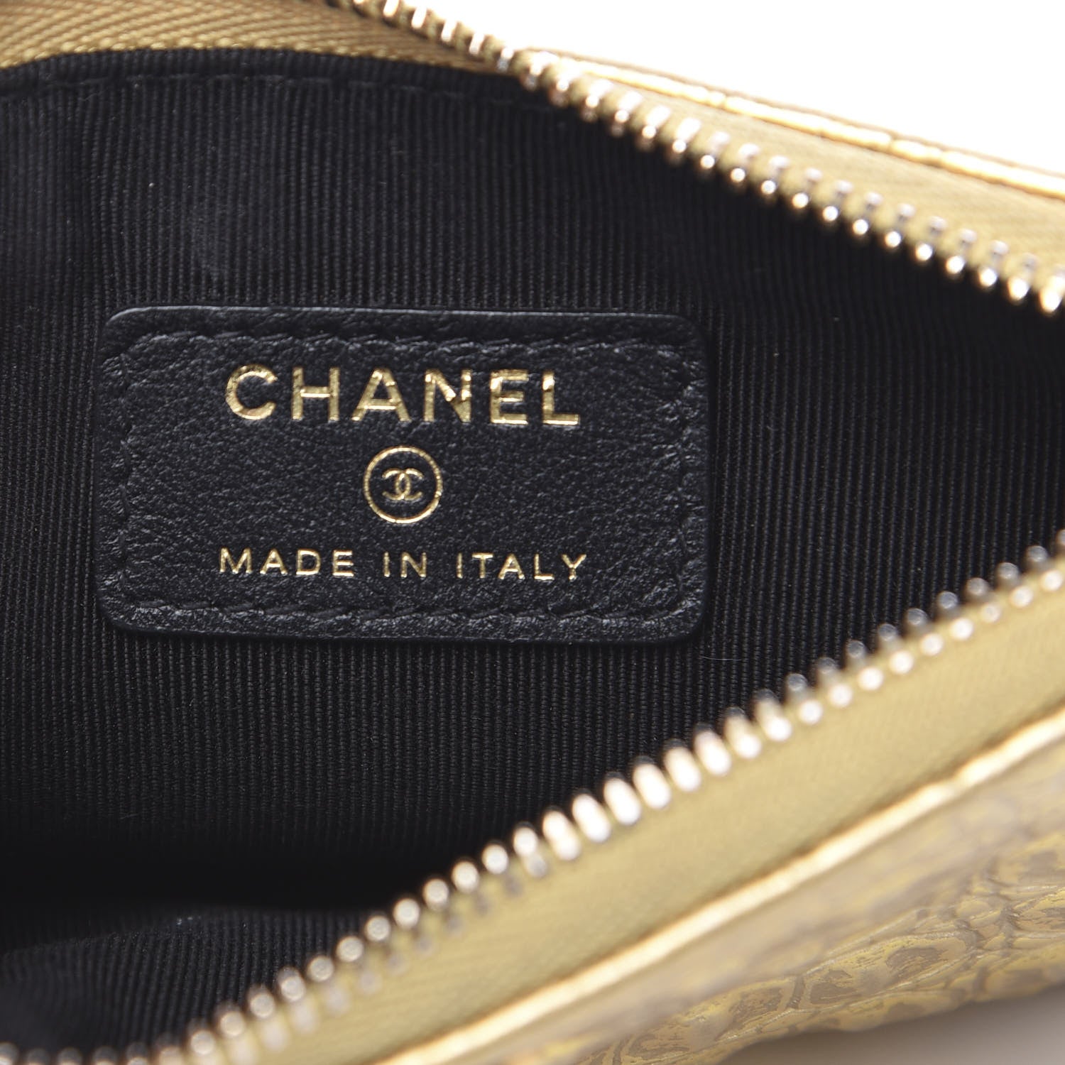 Chanel Metallic Calfskin Crocodile Embossed Cocodile Cosmetic Case Gold 5 of 7