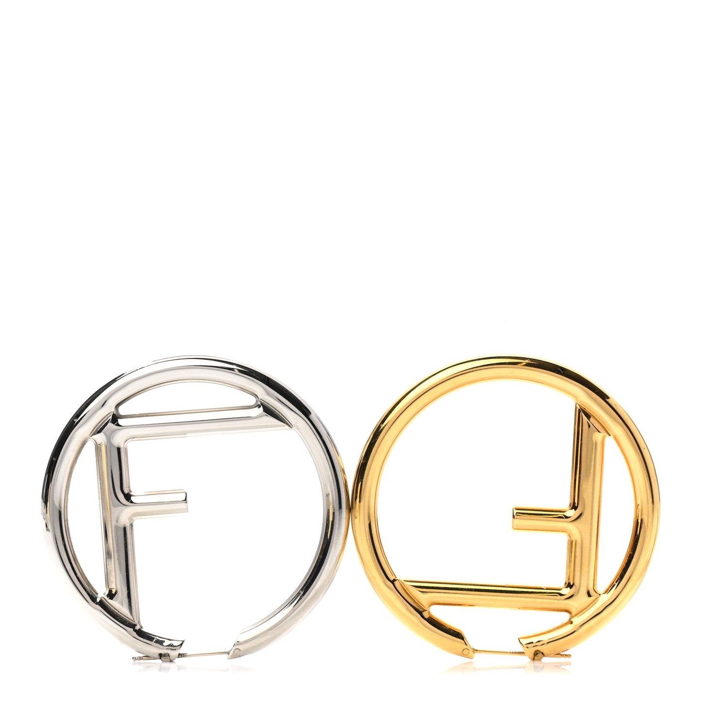 Metal FF Hoop Earrings Gold Silver