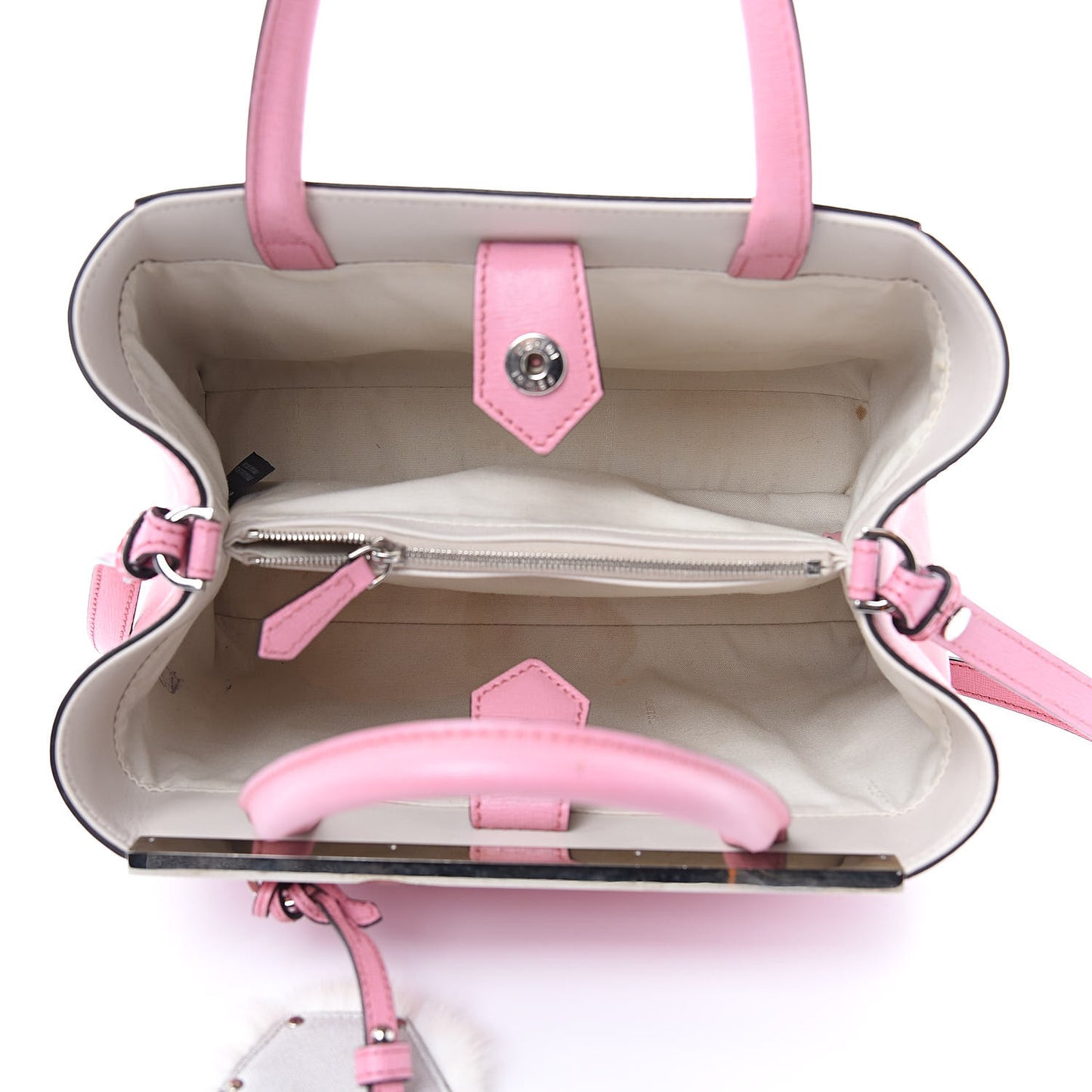 Vitello Elite Flamingo Mink Monster Charm Petite 2Jours Tote Pink Multicolor