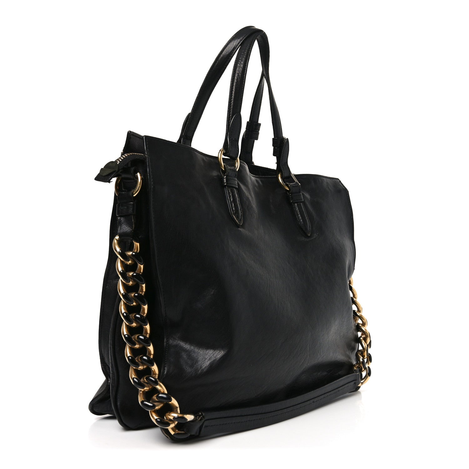 Salvatore Ferragamo Calfskin Chain Tote Black 3 of 10