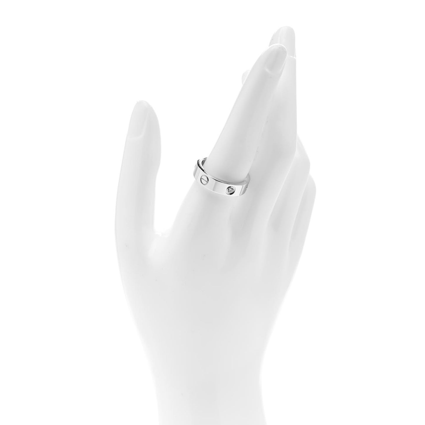 18K White Gold 3 Diamond 5.5mm LOVE Ring 59 8.75