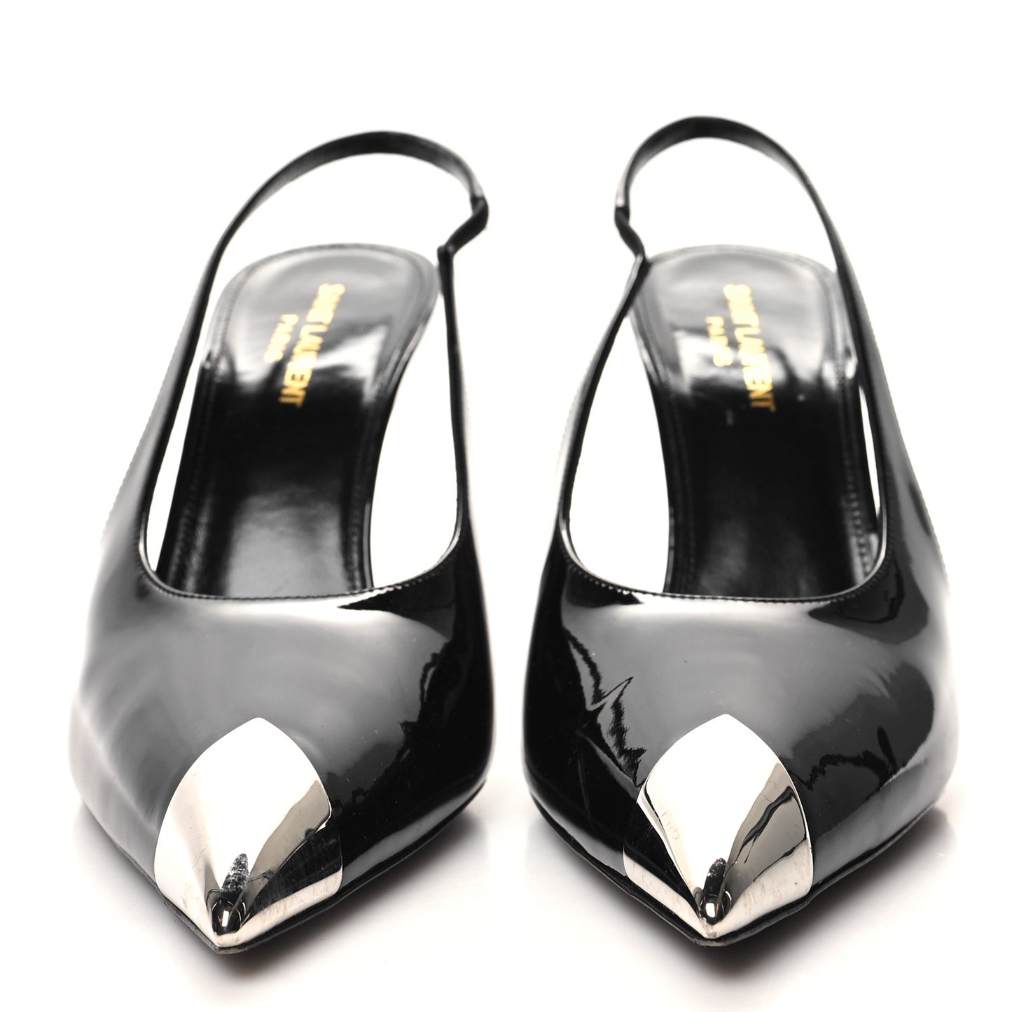 SAINT LAURENT Patent Cap Toe Vesper Slingback Pumps 40 Black