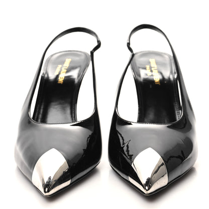Saint Laurent SAINT LAURENT Patent Cap Toe Vesper Slingback Pumps 40 Black 2 of 9