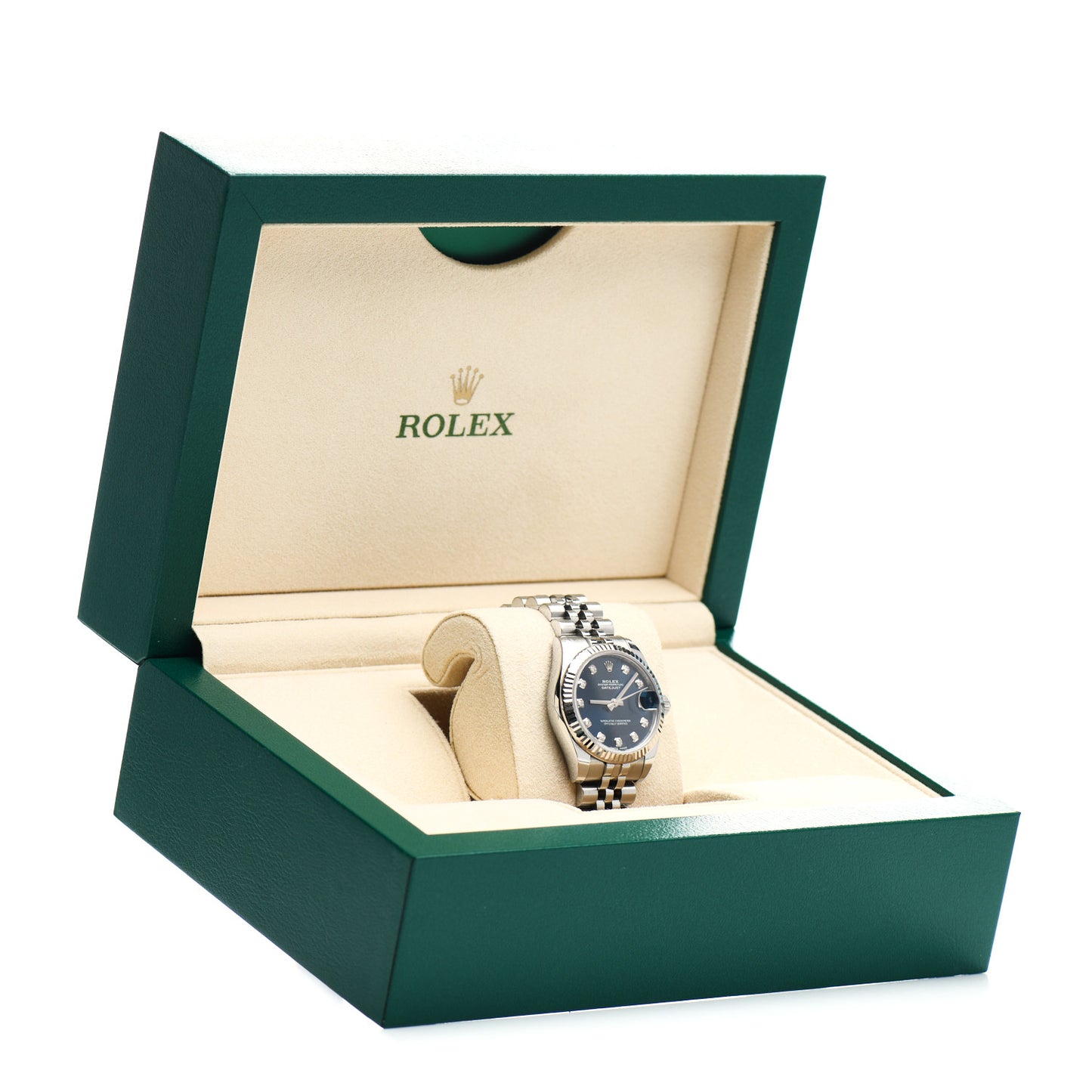 Stainless Steel 18K White Gold Diamond 31mm Oyster Perpetual Datejust Watch Blue 178274