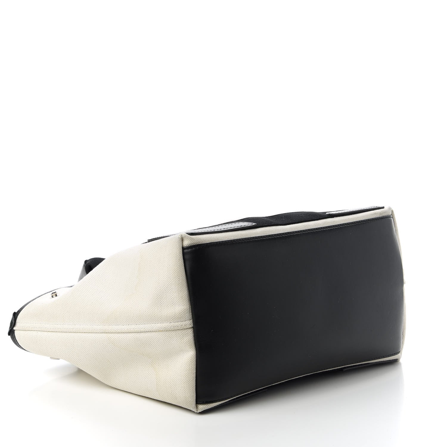 Balenciaga Cotton Canvas Satin Calfskin S Navy Cabas Natural Black 4 of 11
