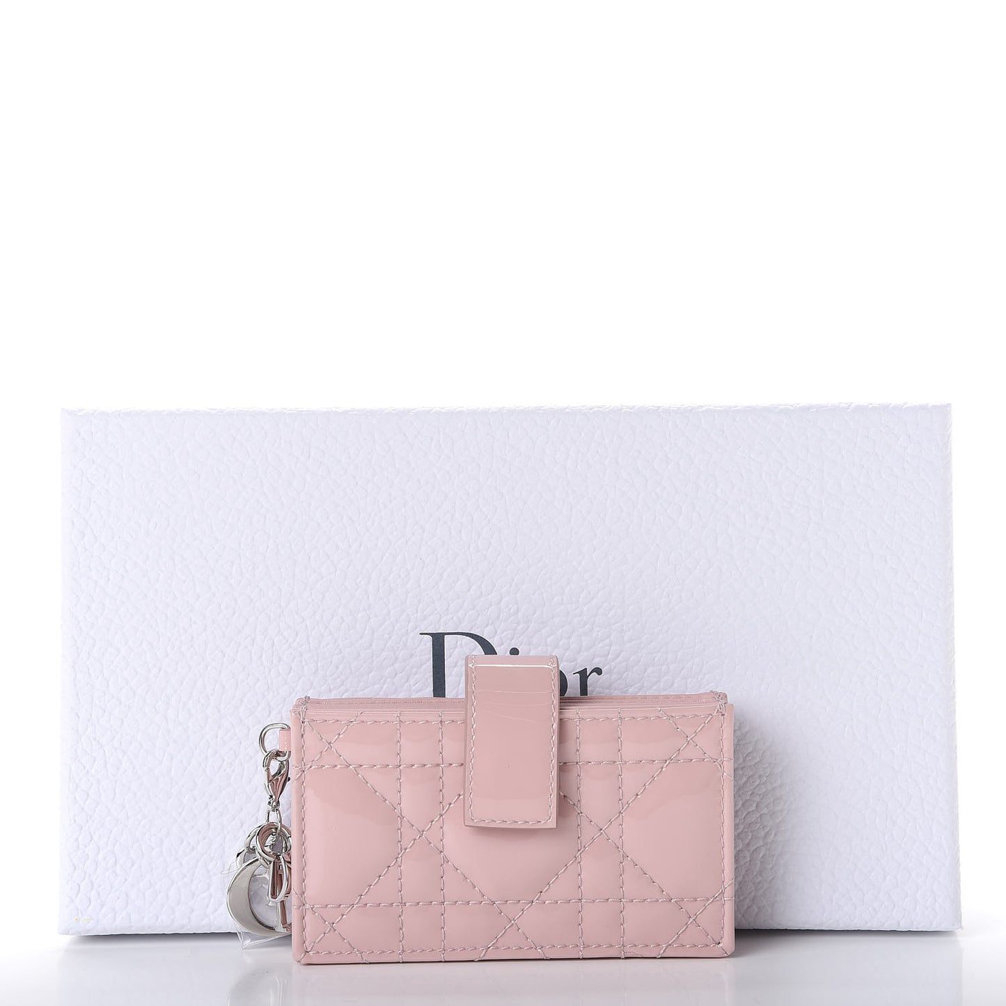 Patent Cannage Lady Dior 5-Gusset Card Holder Pink